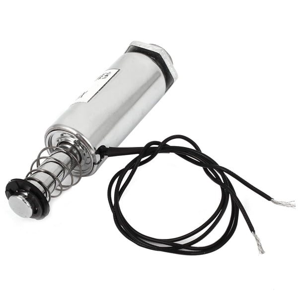 Solenoide electromagnético tubular de 16 mm y 24 V con retorno por resorte