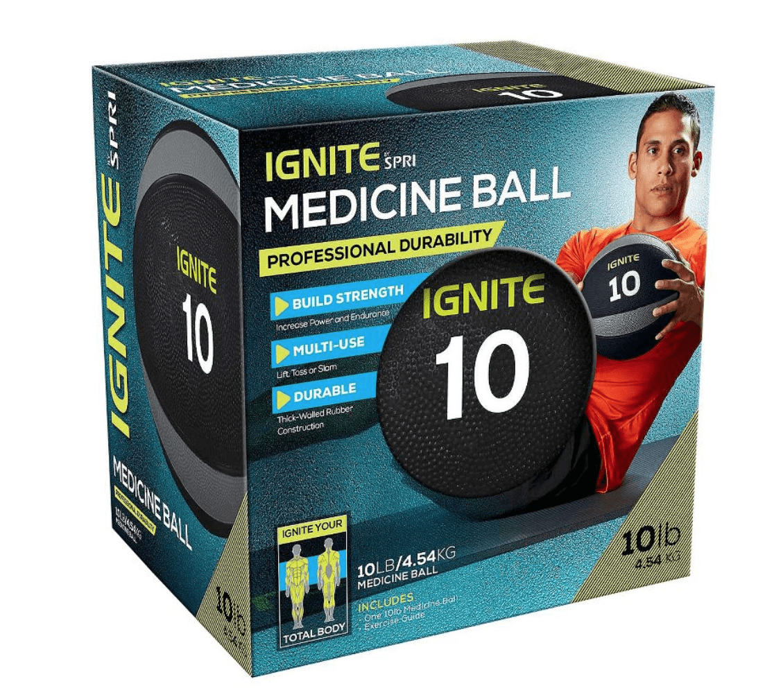 Medicine Ball - 10 lbs, Increase Power and Strength, Body Workout, Rows, Squats, Lunges, Home Training
