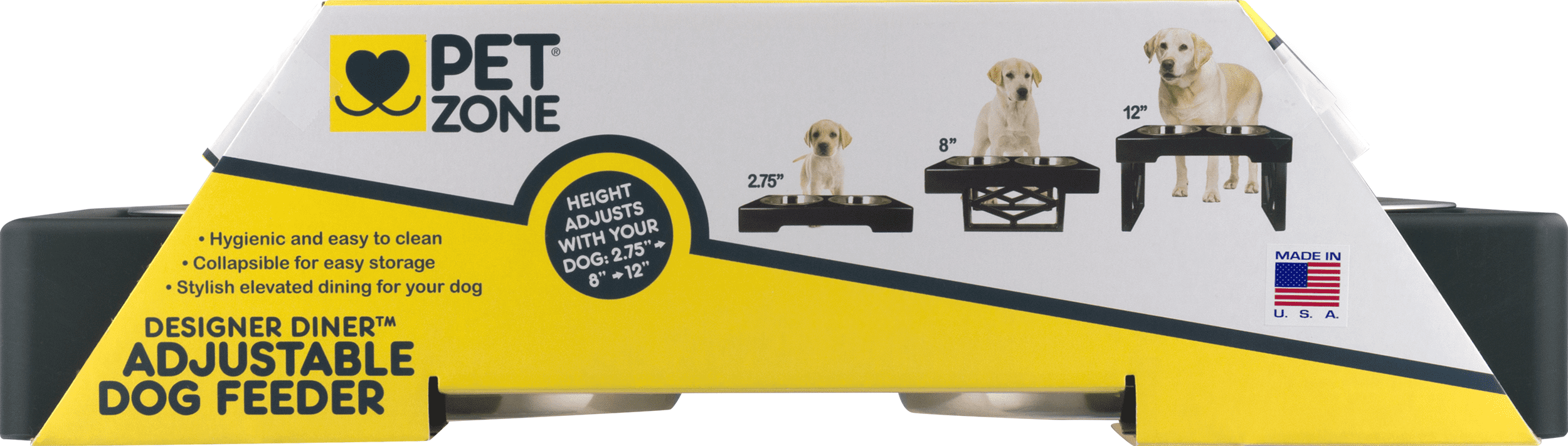 Pet Zone Designer Diner ADJUSTABLE Elevated Dog Bowls Adjusts To 3 Height Walmart