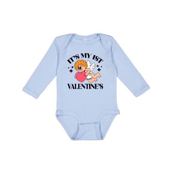 Inktastic Babys First Valentines Day Cupid Boys or Girls Long Sleeve Baby Bodysuit