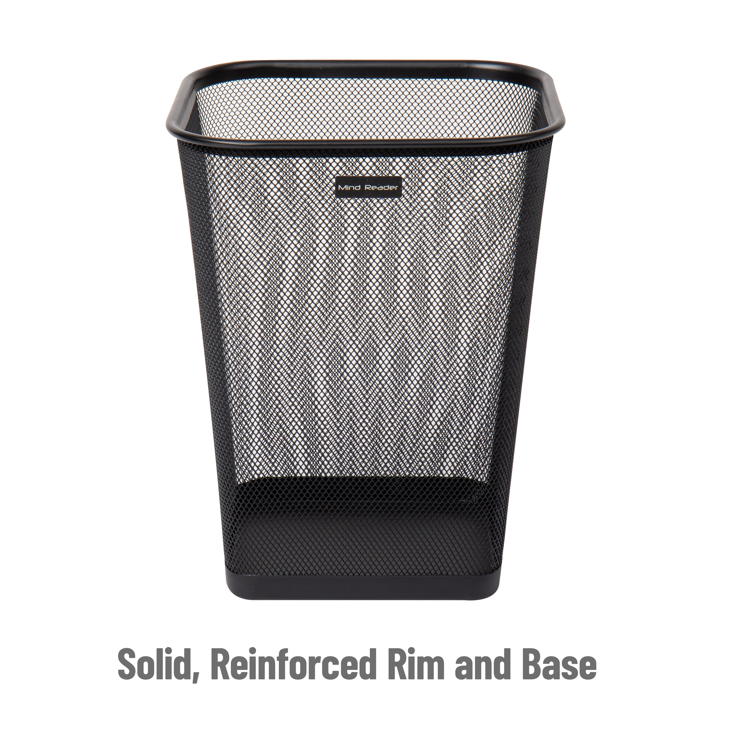 Mind Reader Mesh Trash Can, Waste Paper Basket, Square, Office, Metal Mesh, Set of 4, Black