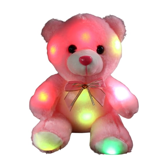 DAMAI Light Up Bear White Glow in Dark Stuffed Animal LED Night Light, 8.7 Inch Light up Bear, Valentines Day Birthday Gift Soft Plush Toy, Batteries Not Included