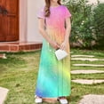thumbnail image 6 of OGLCCG Girls Summer Maxi Dress Tie Dye Short Sleeve Casual Holiday A Line Flowy Long Dress Loose Boho Beach Dress with Pockets 4-14 Years, 6 of 7