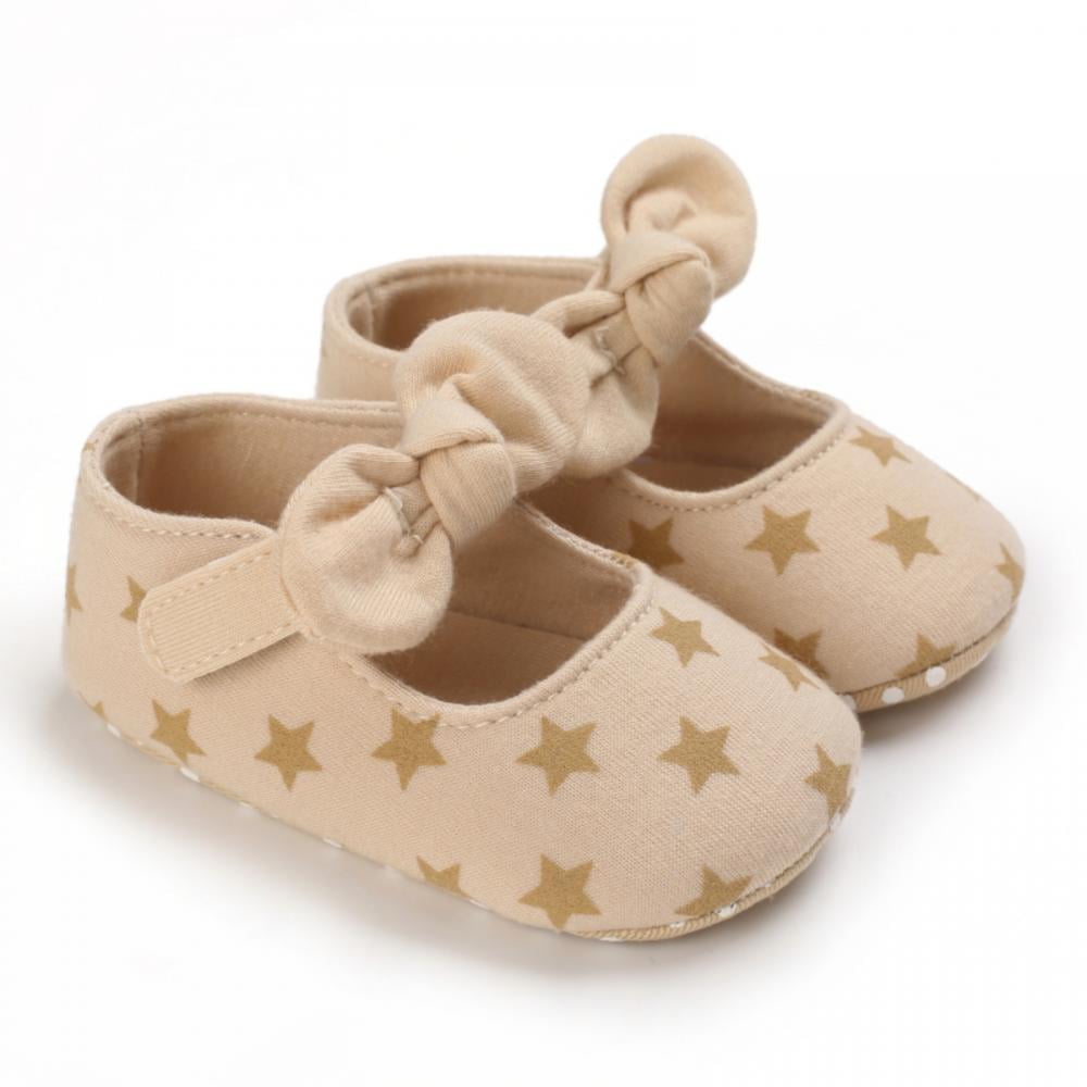 BriskyM Baby Girl Shoes,Newborn Infant Mary Jane Princess Cute Sweet Bowknot Soft Sole Cloth Crib Shoes Flats Sneaker with Headband 