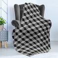 thumbnail image 4 of Black and White Soft Flannel Fleece Blanket, Monochrome Cube Composition with Abstract 3D Design Optical Illusion, Cozy Plush for Indoor and Outdoor Use, 60" x 80", Black and White, by Ambesonne, 4 of 5