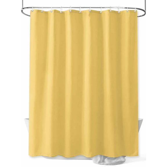 Solid Color Shower Curtain, Yellow Waterproof Shower Curtain Set with 12 Hooks Lightweight Washable Fabric Shower Curtains for Bathroom 72x78 Inches