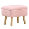 thumbnail image 2 of IVV Storage Ottoman, Soft Teddy Fleece Footstool with Padded Seat, Small Reading Vanity Chair, Footrest with Wood Tray for Couch, Mini Coffee Table or Display Stand (Pink), 2 of 6