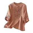 thumbnail image 2 of Kelon Short Sleeve Womens Linen Cotton Tops Vacation Casual Outfits Blouses Dressy Casual Summer Outfits 2026, 2 of 5