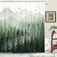 thumbnail image 1 of Accnicc Green Misty Forest Shower Curtain Set Ombre Sage Green White Waterproof Fabric Nature Tree Mountain Woodland Decorative Bathroom Bath Curtain Decor (72'' × 72'', Green), 1 of 8
