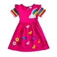 thumbnail image 2 of YTDSCS Kids Toddlers Short Sleeve Dresses for Girls,3-8Y Baby Flower Dress Butterfly Soft A line Twirly Skater Casual Stylish Rainbow Summer Sleeves Skirt, 2 of 9