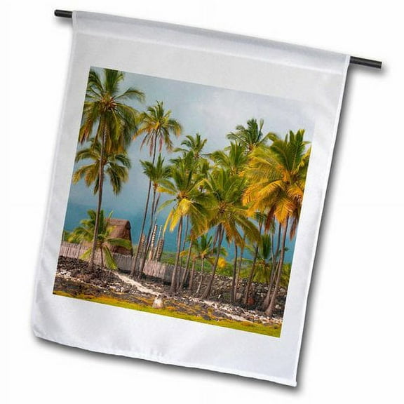 3dRose, USA, Hawaii, Puuhonua o Honaunau National Park - US12 IHO0043 - Inger Hogstrom, 12 x 18 inch Garden Flag