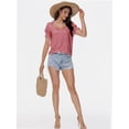 thumbnail image 4 of Tops for Women Summer Casual Ruffle Trim Sleeve Square Neck T Shirts, 4 of 6