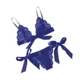 thumbnail image 3 of Conjunto de ropa interior de encaje floral encantador para mujer, regalo de lencería con bragas de malla, azul, S Methold XX000194-03, 3 of 7