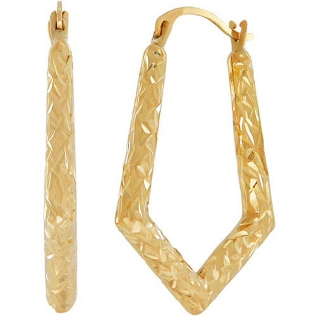 Simply Gold 10kt Yellow Gold Textured Knife Edge Hoop Earrings