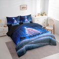 thumbnail image 4 of Manfei Snowflake Xmas Tree 7-Piece Twin Bedding Sets for Kids, Magical Santa Claus Bedding Comforter Set, Blue Dreamy Christmas Reindeer Reversible Sheet Sets, Luxury Bedroom Decor, 4 of 8