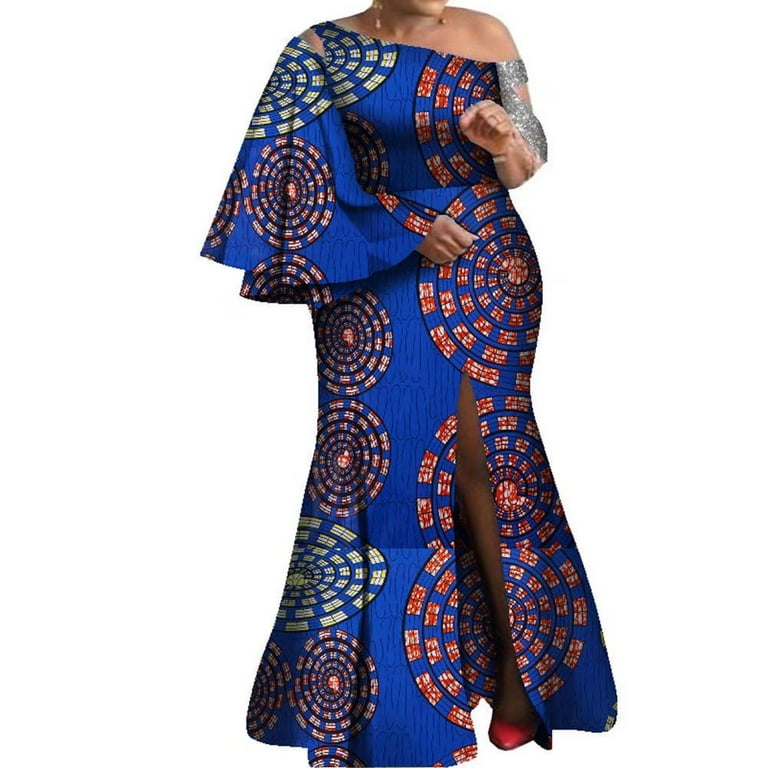 formal african dress designs Banteria Asymmetric Light Blue & Silver Sequined Lace Dress main image 1