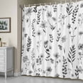 thumbnail image 5 of Gray Floral Leaf Shower Curtain, Watercolor Eucalyptus Botanical Spring Waterproof Shower Curtain Set with 12 Hooks Lightweight Bath Curtains Fabric Bathroom Decor 36x72 Inches, 5 of 9