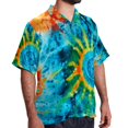 tie dye68 Men's Casual Printed Poplin Short Sleeve Button Down Beach