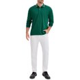 thumbnail image 2 of Camisa polo de golf de negocios de manga larga de ajuste regular para hombres, color sólido, verde, 2 of 6
