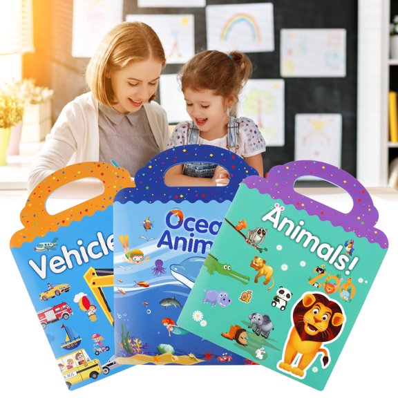 Niyofa Sticker Book for Kids Reusable Scenes Stickers Book Static Sticker Toddler Learning Toys for Toddler Age 1-3 Year Old