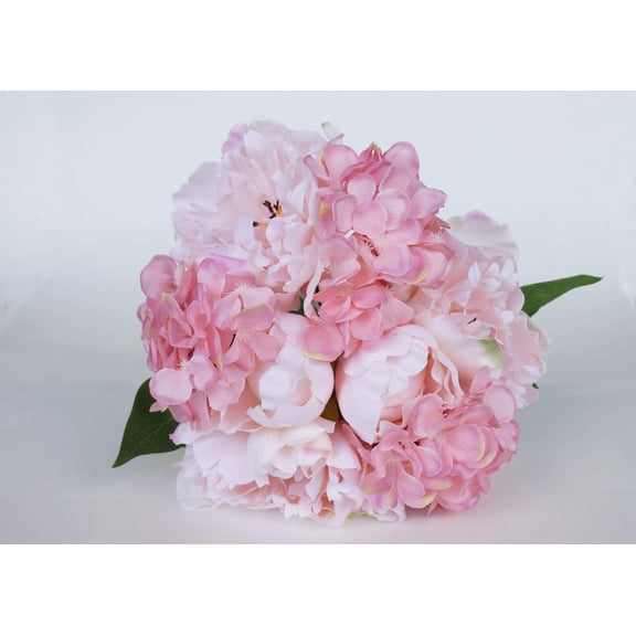Peony & Hydrangea Silk Flower Wedding Bouquet Pink Mix