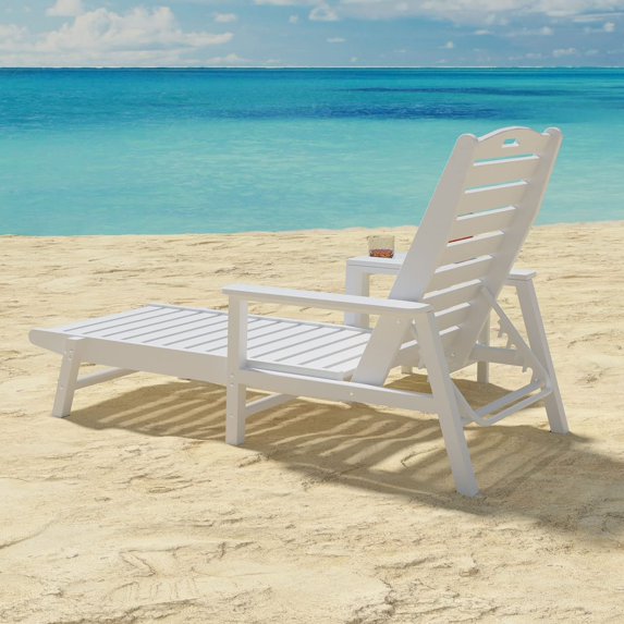 WILLIAMSPACE Pool Lounge Chair, Patio Chaise Lounge Set with 6 Adjustable Angles, HDPE Outdoor Reclining Chair Beach Recliners, Weather Resistant, Easy Assembly, Bright Blue