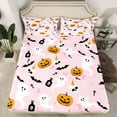 thumbnail image 2 of Manfei Funny Pumpkin Ghost Bed Sheets,Happy Halloween King Sheets,Spooky Bats Skull Sheet Set For Girls Boys,Luxury Bedroom Decor,4 Pieces, 2 of 7