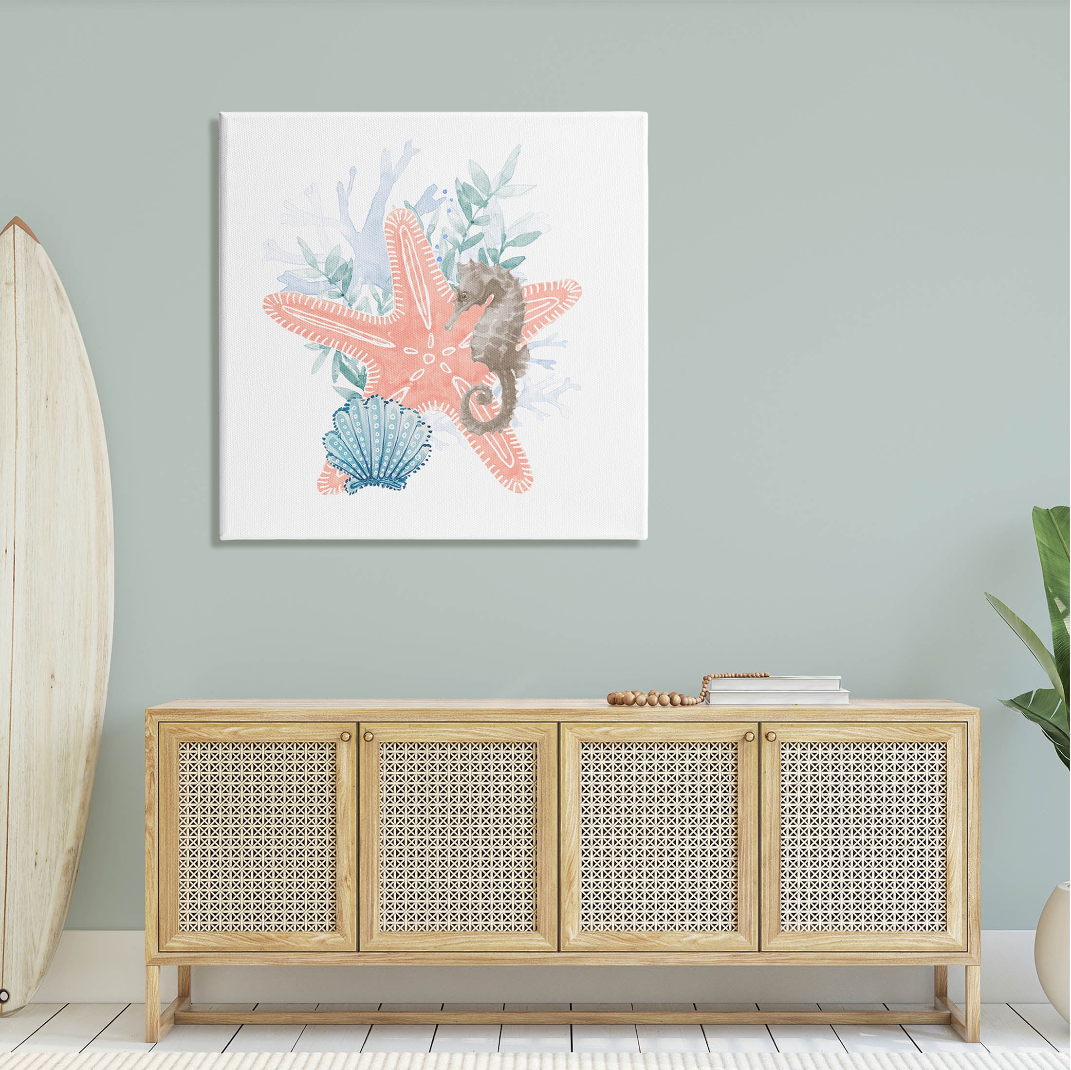 Seahorse Starfish Layered Coral Animals & Insects Graphic Art Gallery Wrapped Canvas Print Wall Art