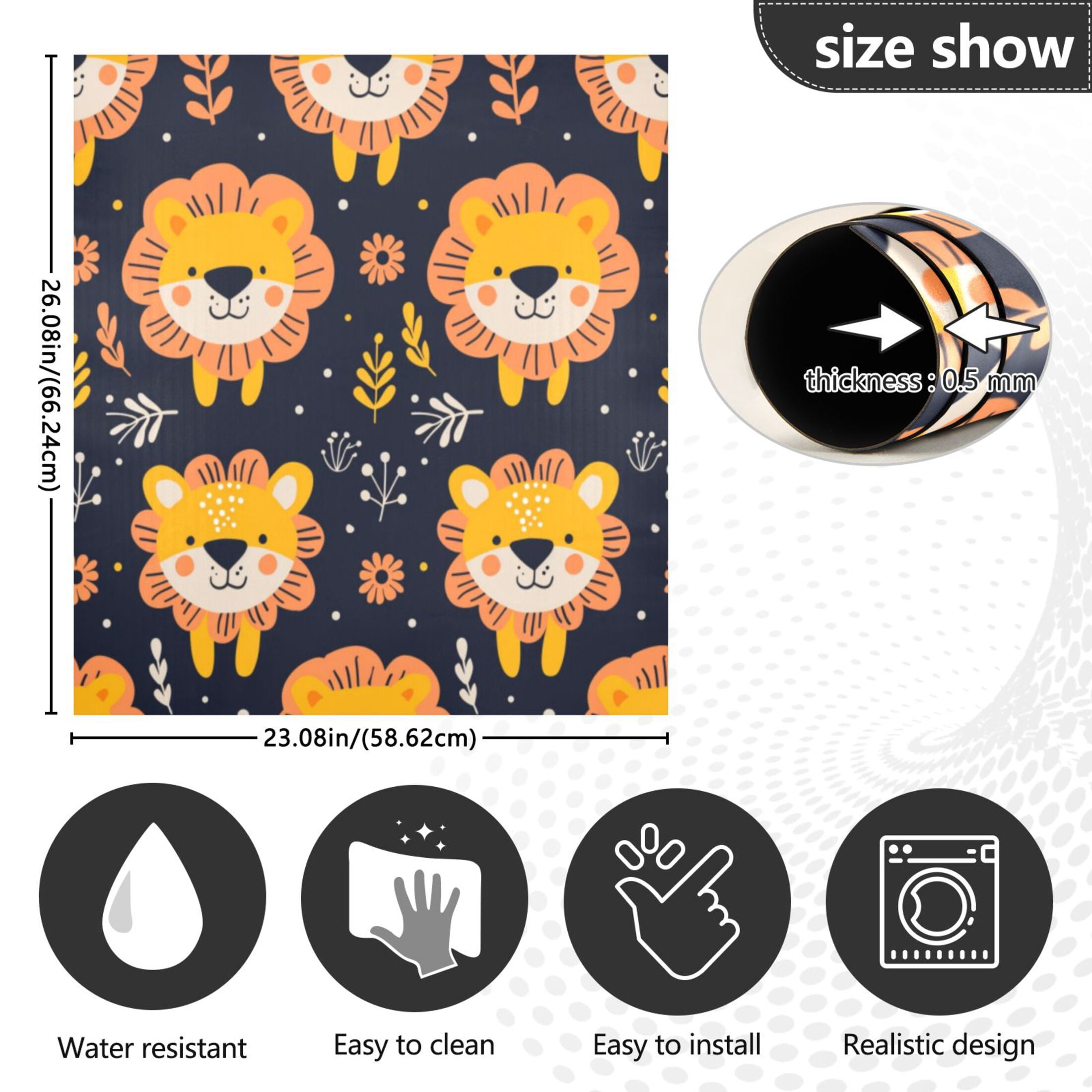 Dishwasher Magnetic Sticker 23x26 Inch Refrigerator Magnetic Sticker Washing Machine Magnetic Sticker Kitchen Panel Magnetic Sticker Home Decor Cartoon Yellow Lion