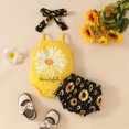 thumbnail image 2 of TOWED22 Newborn Baby Girl Summer Outfits Cute Bear Ruffle Sleeveless Romper Bodysuit Jumpsuit Tops Shorts Set 2Pcs Clothes(Yellow,3-6 M), 2 of 7