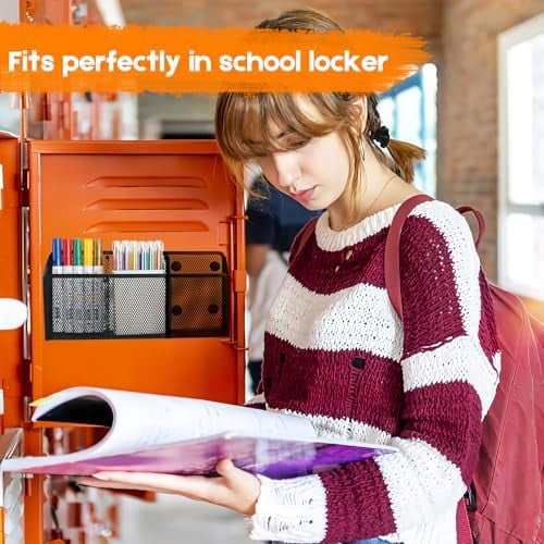 Tekola Magnetic Pencil Holder - Extra Strong Magnets Mesh Marker Holder Perfect for Whiteboard, Refrigerator and Locker Accessories (3 Baskets, 1 Pack Black)
