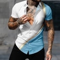 thumbnail image 2 of Button Up Shirt for Men Top Color Block Striped Print Short Sleeve Collared Casual Fashion Beach Shirt with Pocket (XX-Large, Blue 02), 2 of 5