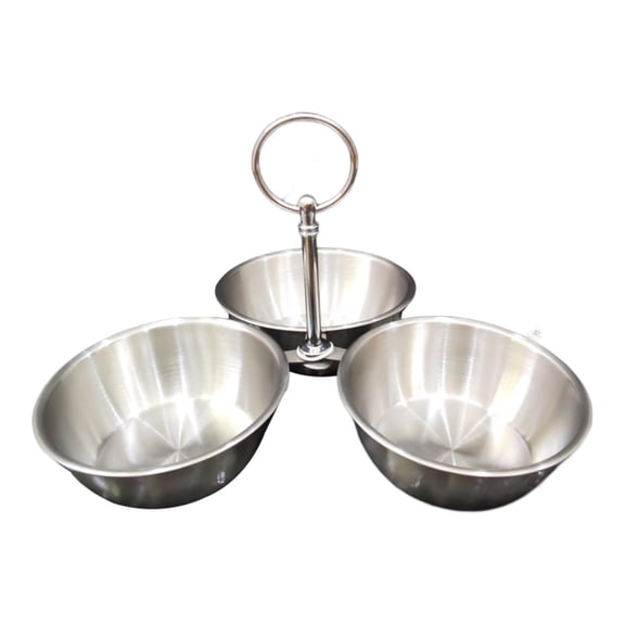 FytStycale Condiment Serving Bowl Display Stand Fruit Bowl Condiment Server Divided Serving Silver