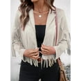 thumbnail image 5 of Women'S Faux Suede Leather Tassel Jackets with Lining Cropped Fringe Coats Fall Fashion Must Haves Beige XL, 5 of 9