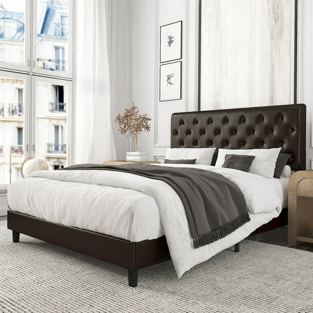 Amolife Full Bed Frame With Adjustable, How To Cover A Faux Leather Headboard