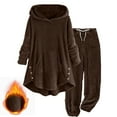 thumbnail image 5 of Puntoco Pants for women and Winter Plush and Plush Warm Hoodie 2-piece Set Solid Color Set Long Sleeve Hoodie Set Coffee 10(XL), 5 of 6