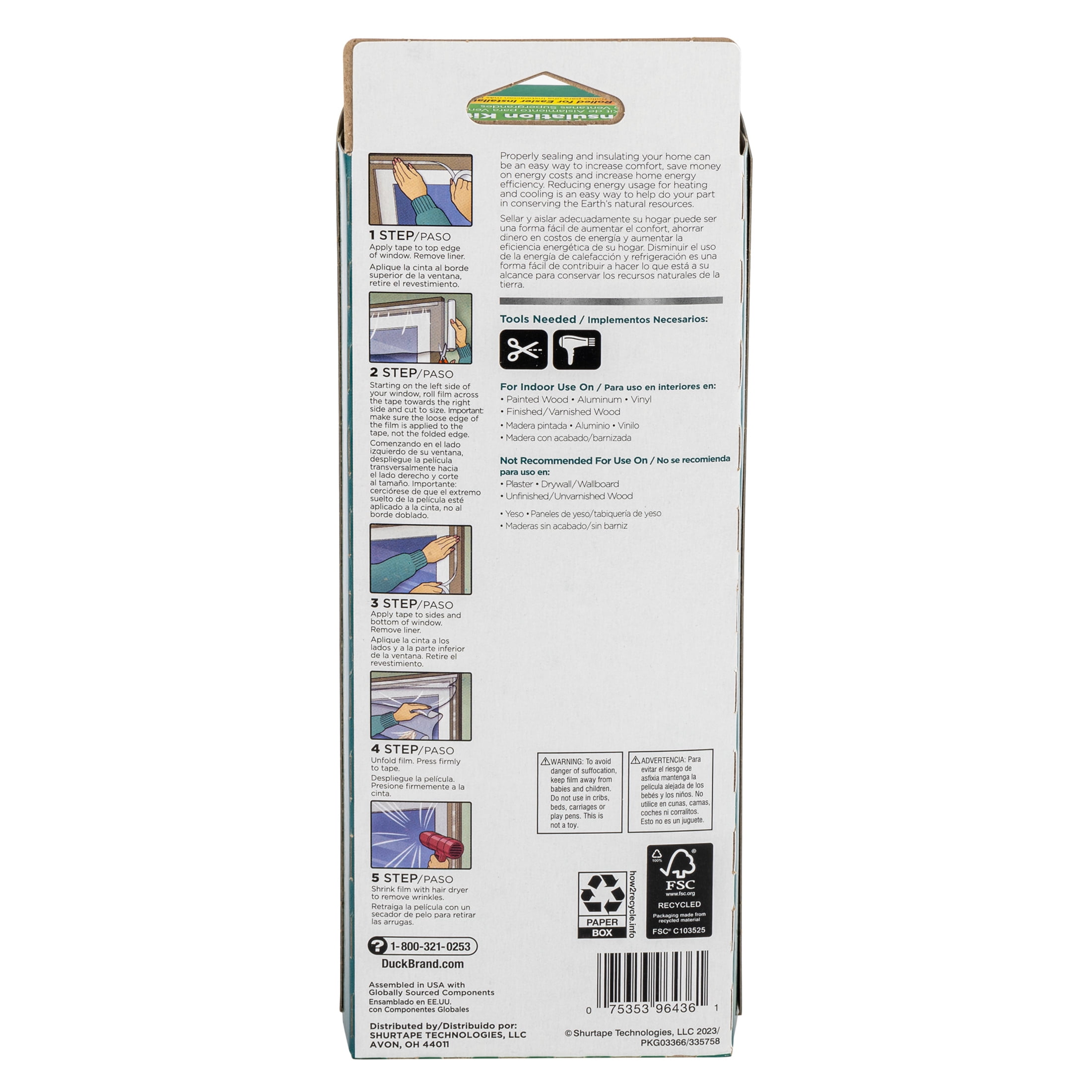 (2 pack) Duck Brand 84 in. x 120 in. Rolled Window Insulation Film Kit, Fits Patio Doors or XL Windows