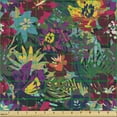 thumbnail image 2 of Ambesonne Tropical Fabric by the Yard Upholstery, Flowers Exotic Overlapping, 1 Yard, Sea Blue Dark Magenta, 2 of 5