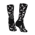 thumbnail image 3 of Goofa Black White Leaves Printed Men's Crew Socks, Soft Durable Breathable Moisture-Wicking with Odor Control Cotton socks, 3 of 9