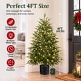 thumbnail image 5 of Ayieyill 4FT Norfolk Pine Christmas Tree, Artificial Norfolk Pine Tree Fake Potted Tree with 80 LED Lights, Indoor Holiday Christmas Decorations, 5 of 10