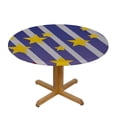 thumbnail image 3 of HAOXIT Star Tablecloth, Yellow Stars Pattern on Striped Background Party Theme Abstract Night Sky, Round Table Cover for Dining Room Kitchen Decor 54-58, 3 of 8