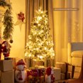 thumbnail image 3 of Costway 4ft Pre-lit Snowy Christmas Entrance Tree w/ 100 LED Lights & Pine Cones, 3 of 10