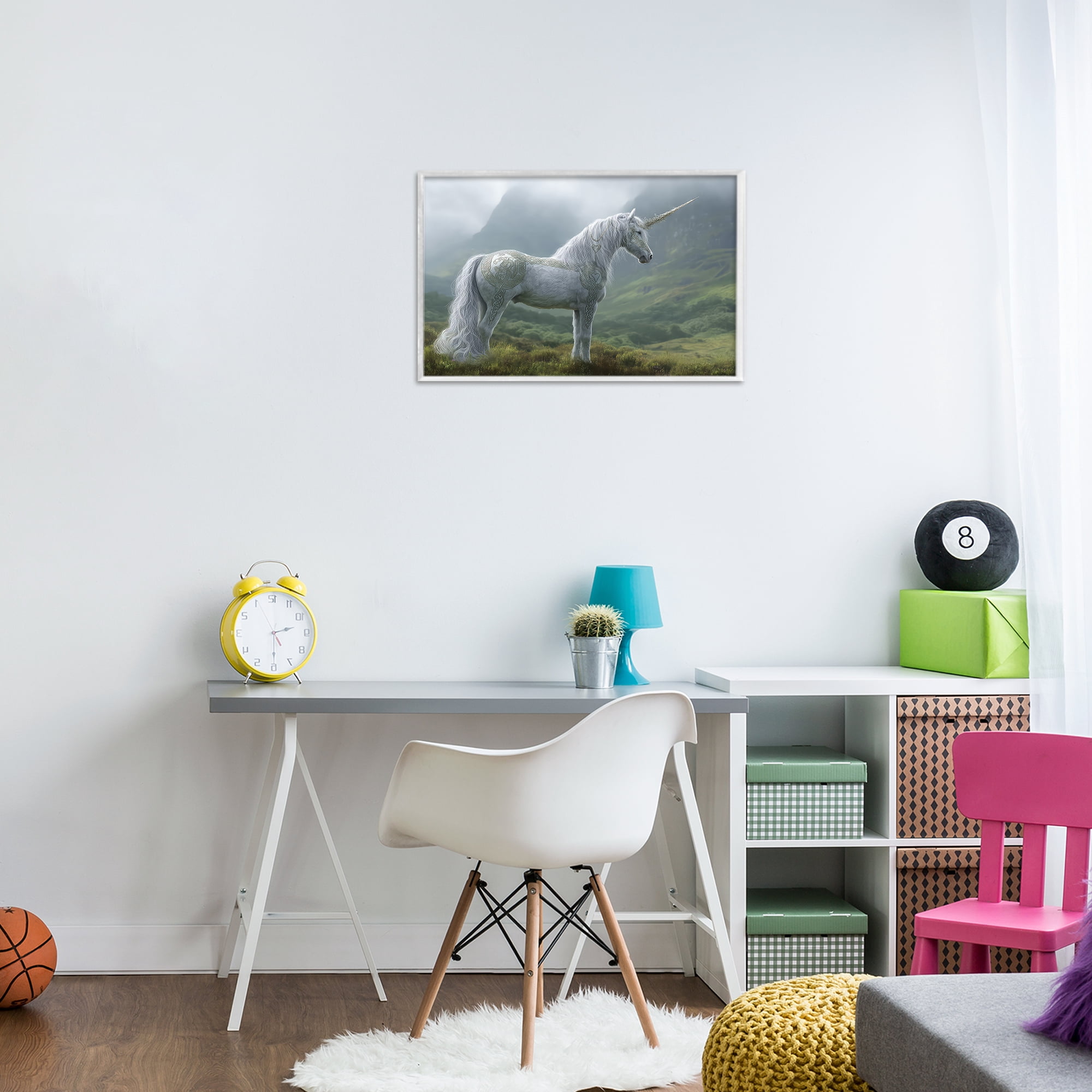 Stupell Industries Elegant Celtic Unicorn White Framed Giclee Art, design by The Wands Want