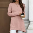 thumbnail image 5 of zbxnLI Women's Sweater Knit Long Sleeve Shirts Crew Neck Casual Lightweight Loose Tunic Tops Wear Leggings, 5 of 7