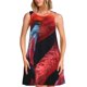 thumbnail image 1 of Easygdp Closeup Red Flamingo Portrait para Vestido Transpirable de Mujer, Vestido Suelto de Manga Corta con Pliegues y Bolsillos para el Verano, 1 of 7