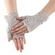 thumbnail image 2 of Qarigey 1 par de mitones de encaje sin dedos para mujer, guantes para fiesta de boda, cortos, para novia, a la moda, cómodos, exquisitos y transpirables guantes y mitones Gris Qarigey AP010986-04, 2 of 6