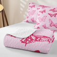 thumbnail image 4 of Erosebridal Chic Butterfly Bed Spread Queen for Girls, Pink Queen Coverlet Set, 3 Pieces 1 Quilt and 2 Pillowcases, 4 of 7
