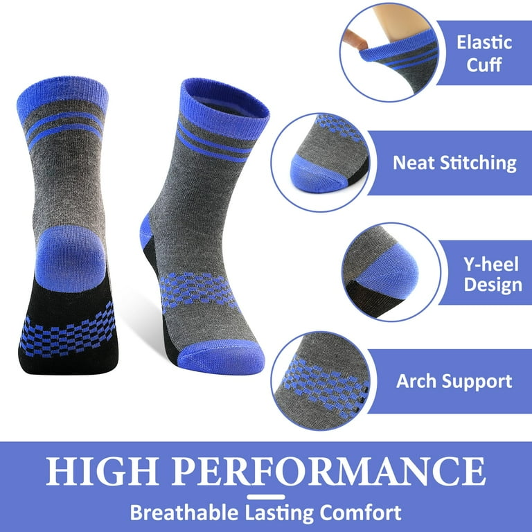 HYCLES Boys Crew Socks 12-Pack Athletic Cushioned photo 4