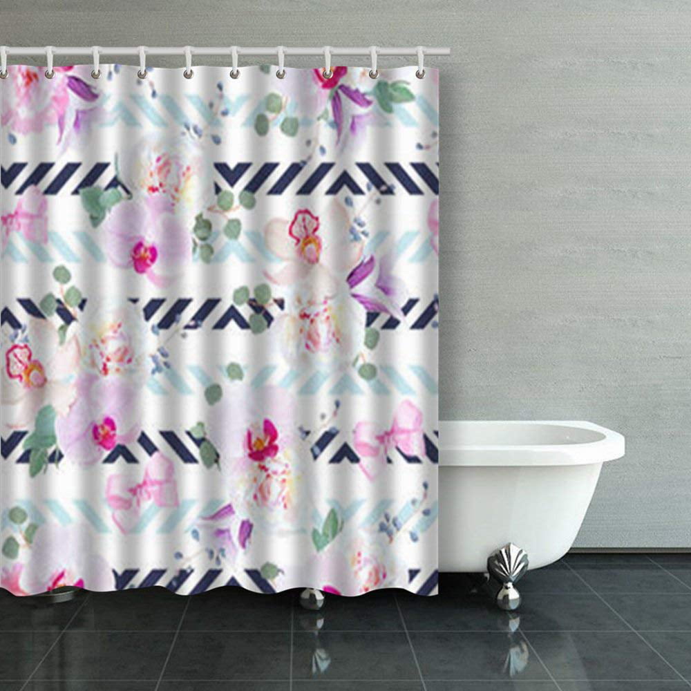 WOPOP Funky Seamless Pattern Purple Pink Shower Curtains Bathroom Curtain  60x72 Inch 