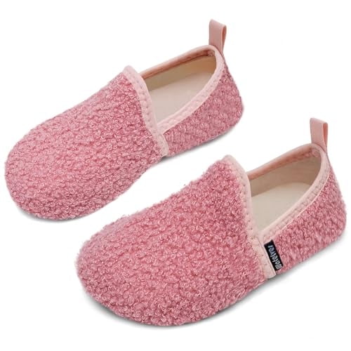 Kid Cotton Slipper for Toddler Boy & Girls, Soft Plush Cute Fuzzy Winter House Sock Shoes, Warm Non‑Slip Rubber Sole Footwear for Little Kid & Big Kid